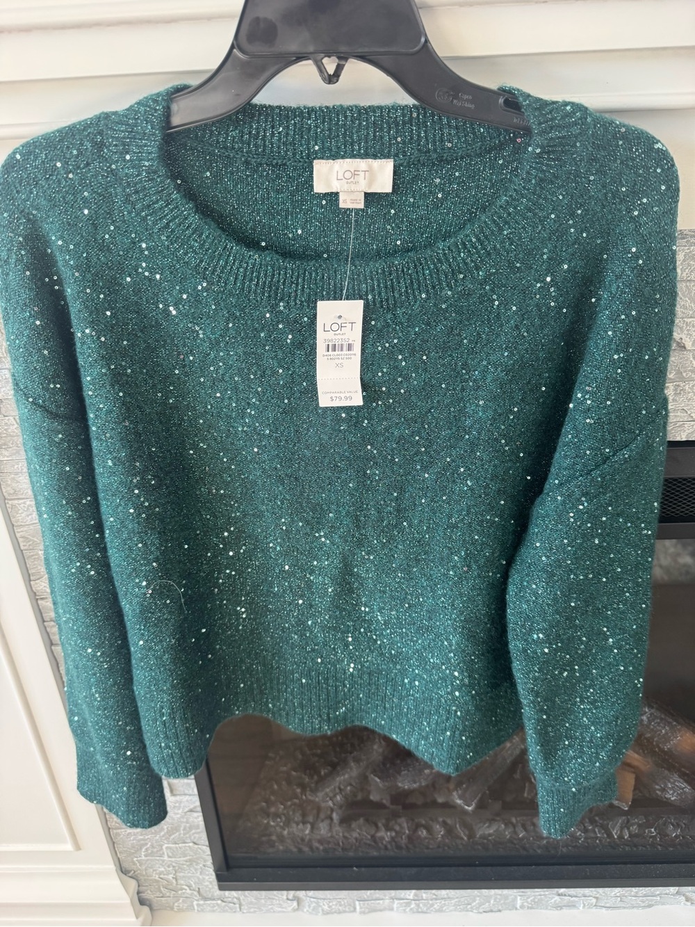 LOFT Crewneck Sweater Women’s Forest Green Speckled Sweater